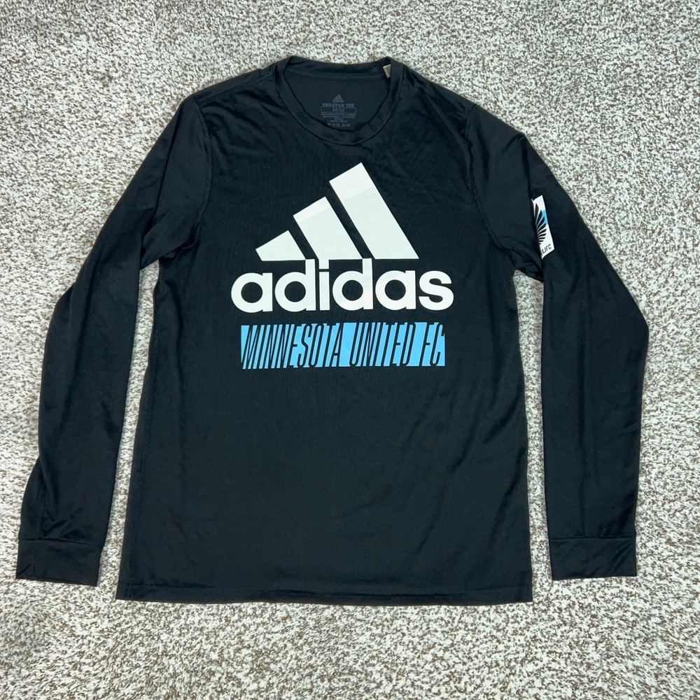 Minnesota United FC Shirt Mens Medium Adidas Black Long Sleeve MLS Creator Tee